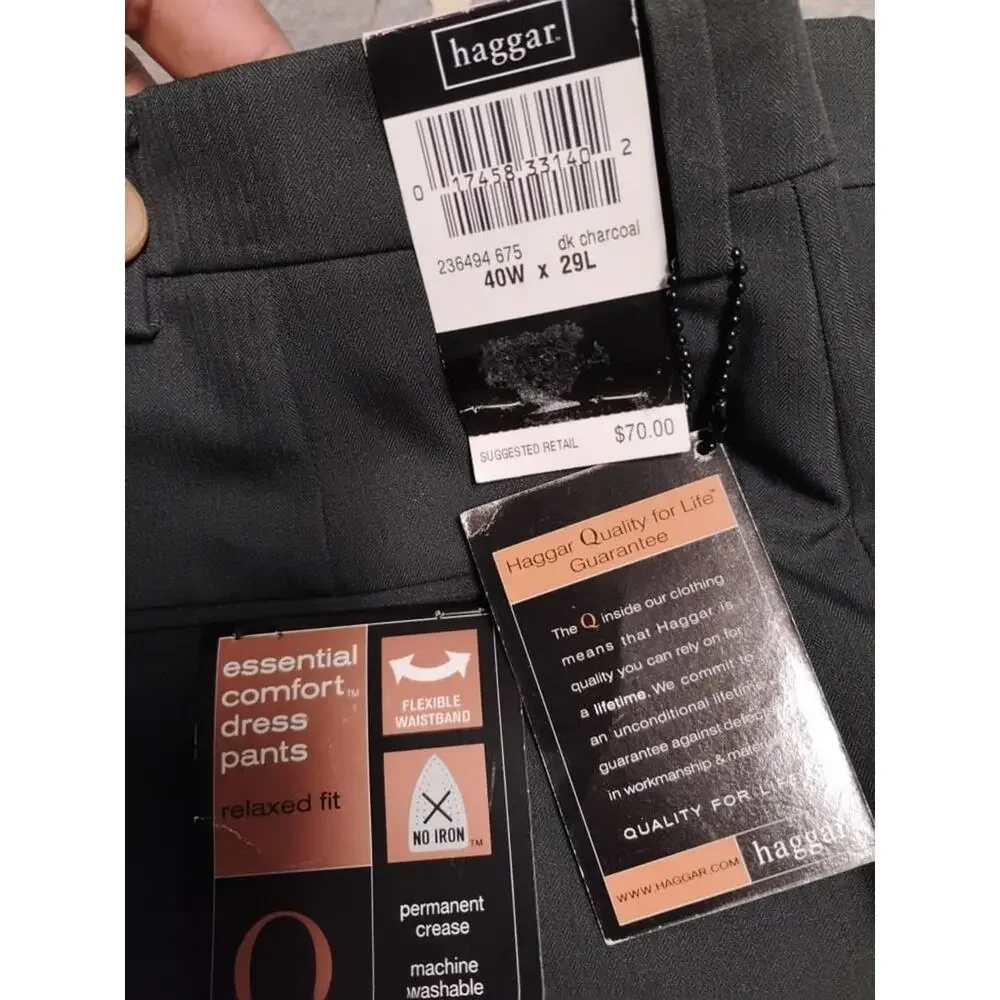 lot of 3 Haggar Men's dress Pants Size 40X29 flat front gray, black